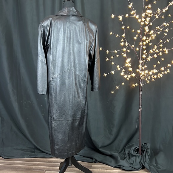 Vintage Winlit Black Leather Trench - Picture 3 of 6
